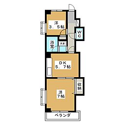 シンフォニー・三鷹 2DKの間取図画像