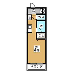 マーブルレジディンス ワンルームの間取図画像