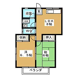 アネックス三和 2LDKの間取図画像