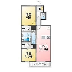 カサフィオーレ 2LDKの間取図画像