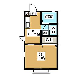 ユーハイツ 1Kの間取図画像