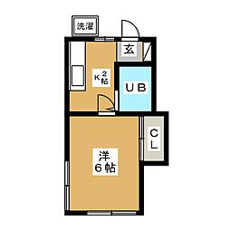 富士コーポ 1Kの間取図画像