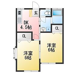 コーポ好美 2DKの間取図画像