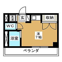 ユーティ・キアス ワンルームの間取図画像