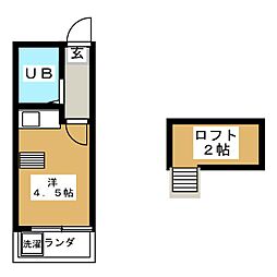 エイコウパレス 1階ワンルームの間取り