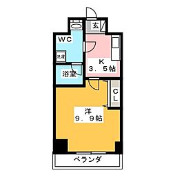 西武多摩川線 白糸台駅 徒歩5分の賃貸マンション 10階1Kの間取り