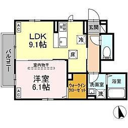 Ｒハウス 1階1LDKの間取り