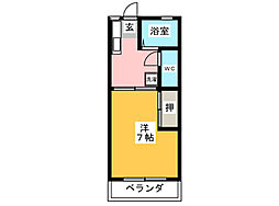 メゾンドールII 2階1Kの間取り