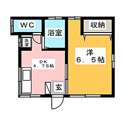 京王線 分倍河原駅 徒歩8分の賃貸アパート 2階1DKの間取り