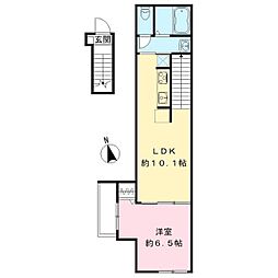 レヴァン・フランセ 2階1DKの間取り