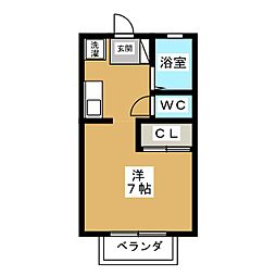 ハイツＨＩＲＯ 2階ワンルームの間取り