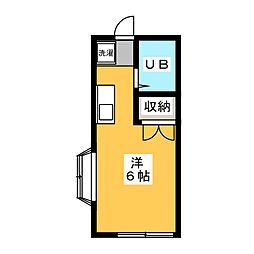 エステートピア西調布 1階ワンルームの間取り