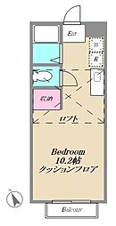 Ｏｃｔｅｔ　Ｂｅｅ 2階ワンルームの間取り