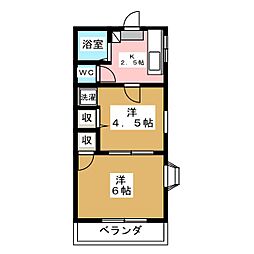 コーポグリーンヒル 2Kの間取図画像