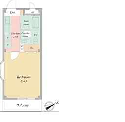 リリ'Sマンション 1Kの間取図画像