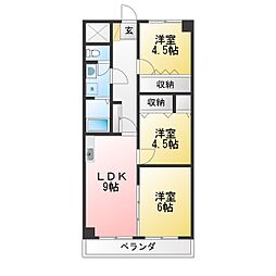 パレススメールA棟 3LDKの間取図画像