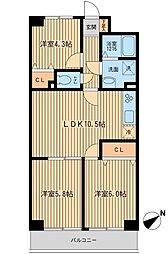シェ・モア桜ケ丘 3LDKの間取図画像
