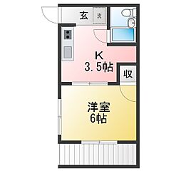 コープ長島 1Kの間取図画像