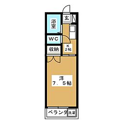 アゼリアハイツ 1Kの間取図画像