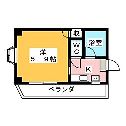 Kハウス 1Kの間取図画像