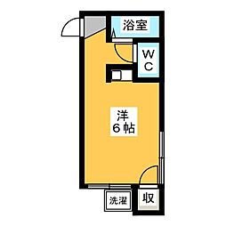 エーデルホーフ 1階ワンルームの間取り