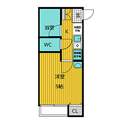 ファインミルCHOFU 1階1Kの間取り