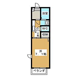 メゾン・パルモ 1階1Kの間取り