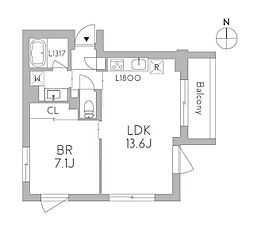 GranDuo千歳烏山 5階1LDKの間取り