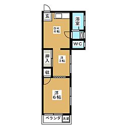 コーポつかさ 1階2DKの間取り