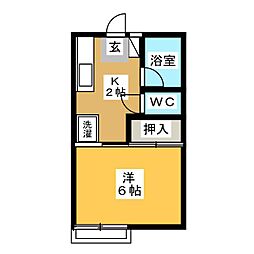 ユングハウゼ 1Kの間取図画像