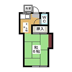 遠藤荘 1Kの間取図画像