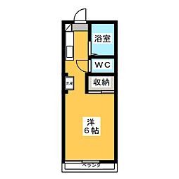 ベルメゾン・カスヤ ワンルームの間取図画像