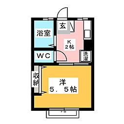 ハピネス1 1Kの間取図画像