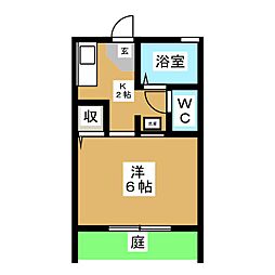 コーポ・トミー5 1Kの間取図画像