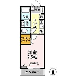 ストークコート2 1Kの間取図画像