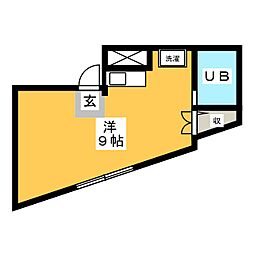 武蔵台マンション ワンルームの間取図画像