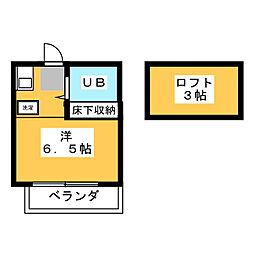 ムーンシャトル 1Kの間取図画像