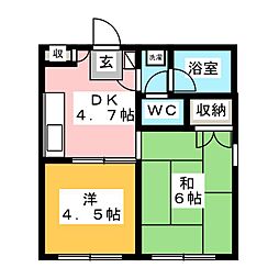 第2藤コーポ 2DKの間取図画像