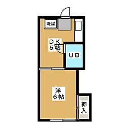 フルーヴ芦花 1DKの間取図画像