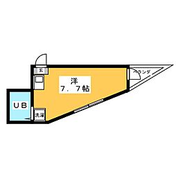 武蔵台マンション ワンルームの間取図画像