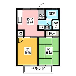 コーポ寿里 2DKの間取図画像