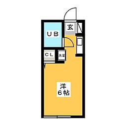 アップルハウス ワンルームの間取図画像