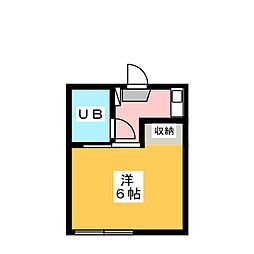 サンドビレッジ小平 2階ワンルームの間取り