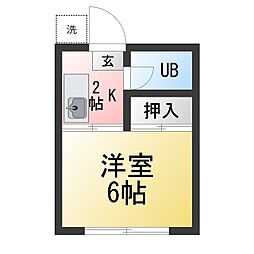福士アパート 1Kの間取図画像