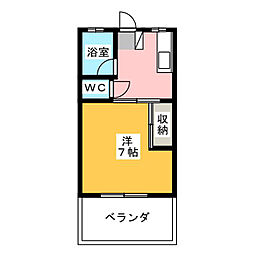 コーポヤマダ 1階1Kの間取り