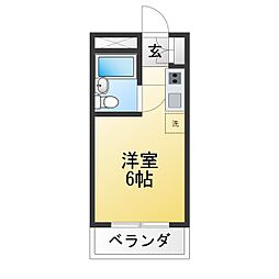 パークアベニューデュエット国分寺7 ワンルームの間取図画像