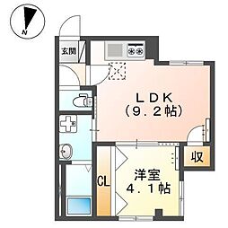 アコード・K 1階1LDKの間取り