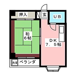 ヘリオス天神町レジデンス第一 4階1DKの間取り