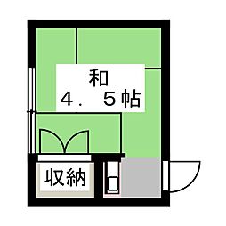 桂ビル 2階ワンルームの間取り