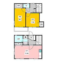 ハイツクレセントII 1階2LDKの間取り
